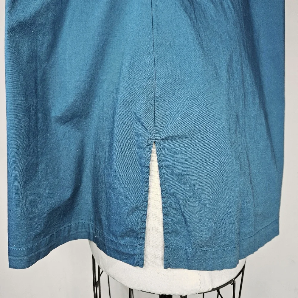 Dana Buchman Sze 2X Shirt Button Down 100% Cotton Beaded Mandarin Teal Turquoise